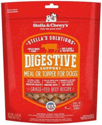 Stella & Chewy's Freeze-Dried Raw Dog Food for Digestive Health - Grass-Fed Beef Dinner Morsels - Natural Solution for Sensitive Stomach, Gas & Firm Stools - Premium Raw Nutrition - 4.25oz