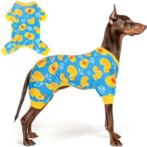 KYEESE Velvet Dog Pajamas for Large Dogs Soft Onesie Shirt, Rubber Duck