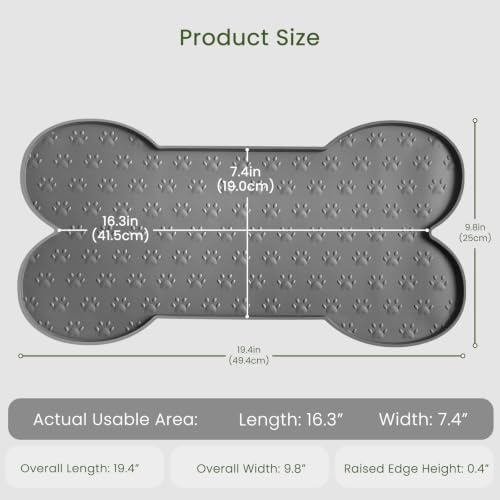 PWTAA Dog Food Mat Anti-Slip Silicone Dog Bowl Mat Thicker Pet Placemat Waterproof Cat Feeder Pad with Raised Edge Puppy Kitten Feeding Mats Suitable Small Medium-Sized Dogs Cats Eating Tray - 2PCS