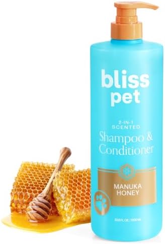 Bliss Pet Manuka Honey Dog Shampoo Conditioner and Detangler, 33.8 Fl Oz