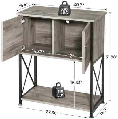 Herture 20-29 Gallon Aquarium Stand Metal Frame Fish Tank Stand with Cabinet Storage, for 20 Gallon Long Aquarium,30.7" L*16.5" W Tabletop,330LBS Capacity Grey PG01YGZ