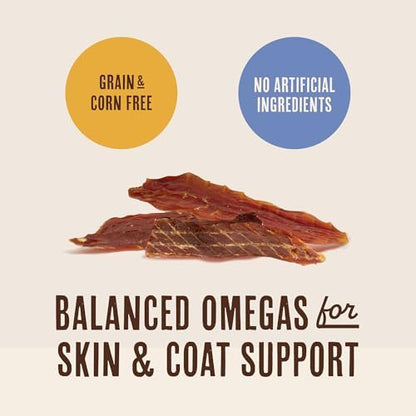 Waggin' Train Duck Jerky Dog Treats for Dogs with Sensitive Stomachs, Made with 100% Real Duck Breasts, Three All-Natural Ingredients, High Protein Dog Treat, Easily Digestible for Dogs, 12 oz. Pouch