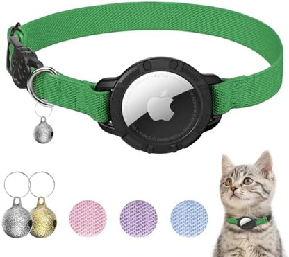 AirTag Cat Collars, Stretchy Collar with AirTag Holder and Bell