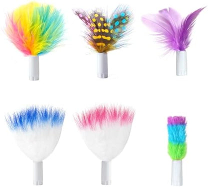 ORSDA 6Pcs Feathers Replacement and Soft Furry Accessories ONLY Fits Cat Toys, Interactive Toys for Indoor Cats-NOT fits for Other Brand Toys