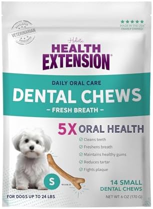 Health Extension Fresh Breath Dental Bones for Dogs, 14 Small Bones, Freshens Breath, Cleans Teeth, Healthy Gums, Training or Reward, 6 oz Bag (Pack of 1)