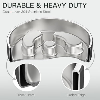 Feedoo Slow Feeder Dog Bowl-1Cup for Small Puppy, Double-Layer 304 Stainless Steel Puzzle Bowl, Anti-Choking for Fast Eaters, Non-Slip Base, Dishwasher Safe [2Pack]