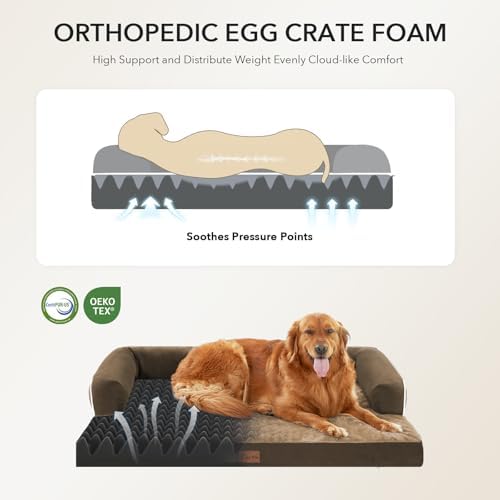 Orthopedic Washable Dog Bed for Extra Large Dogs, 48x30in, Brown