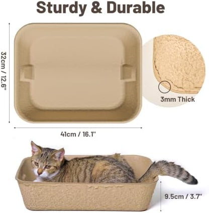 4 Pack Disposable Cat Litter Boxes, Leak-Proof Cardboard Kitty Litter Trays