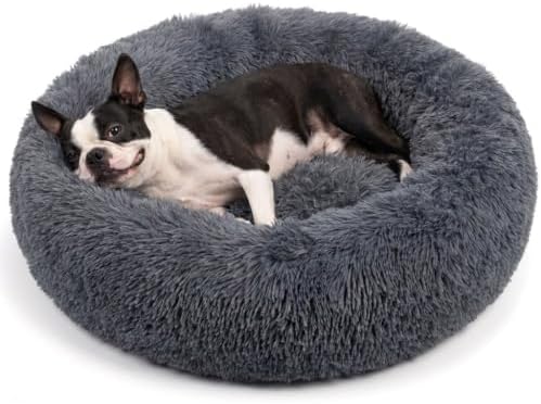 nononfish Calming Donut Dog Bed,Plush Pet Bed for Small Dogs