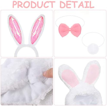 Weewooday 3 Set Dog Bunny Ears Easter Costume, Dog Headband Cat Rabbit Ear Hat Cute Pet Bow Collar Puppy Tail for Pet Easter Party Costume Accessories Supplies(Vivid)