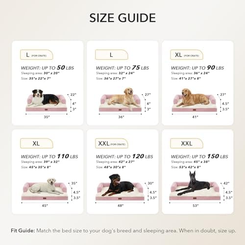 Waterproof Orthopedic Dog Bed for Extra Large Dogs, 48x30in, Pink