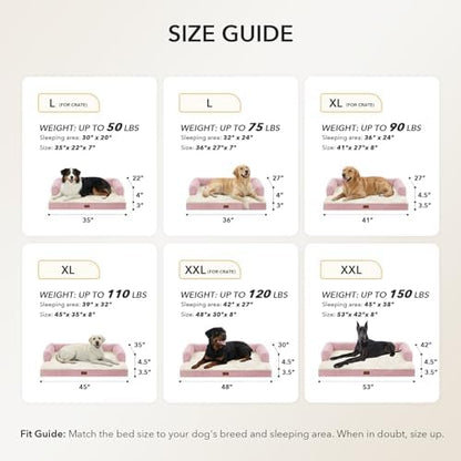 Waterproof Orthopedic Dog Bed for Extra Large Dogs, 48x30in, Pink