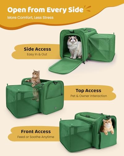 MIDOG Soft Cat Carrier Airline Approved, Expandable for Cats Up to 15lbs
