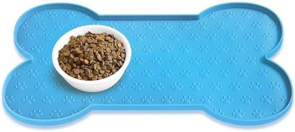 PWTAA Dog Food Mat Anti-Slip Silicone Dog Bowl Mat Thicker Pet Placemat Waterproof Cat Feeder Pad with Raised Edge Puppy Kitten Feeding Mats Suitable Small Medium-Sized Dogs Cats Eating Tray