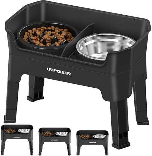 URPOWER Mess Proof Elevated Dog Bowls Double Deck Slow Feeder