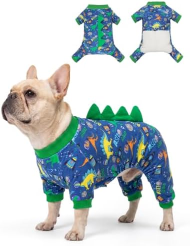 CuteBone Dinosaur Costume Dog Pajamas, Stretchy Spandex Crystal Velvet Sleepwear Coat for Small Dogs, Soft & Warm Pet Outfit Clothes for Cold Weather, Cozy Pullover Design COSP23M