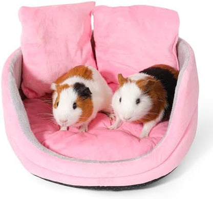 Guinea Pig Couch - Guinea Pig Bed, Removable Cushioned Pillow, Round Cuddle Cup Shape, Pure Pink and Gray, Ideal Bed for Small Pets