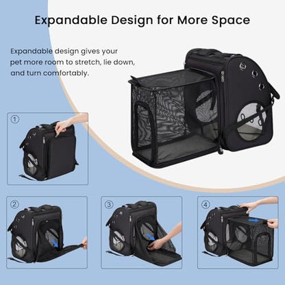 Expandable Cat Backpack Carrier for Small Cats & Pets Up to 18 lbs