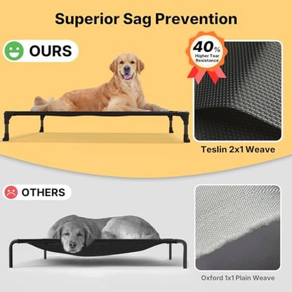Veehoo Outdoor Elevated Dog Bed Large Sized Dogs, Cooling Raised Dog Cots
