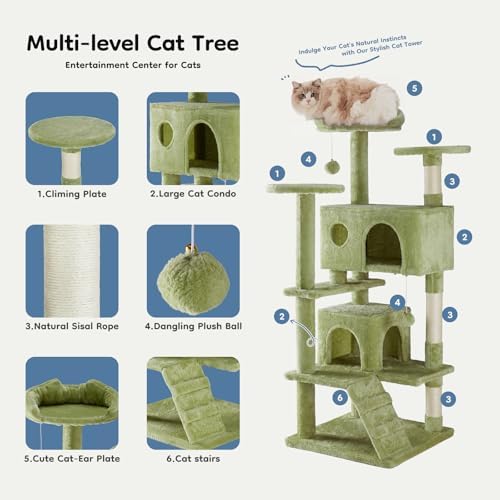 DUMOS 54-inch Cat Tree Tower with Scratching Posts, Indoor Use