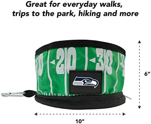 NFL Seattle Seahawks Pets First Collapsible Dog Travel Bowl Set, 2 Pack Food and Water Bowls for Dogs, Best Portable & Lightweight Leak-Proof Dog Bowls for Travel