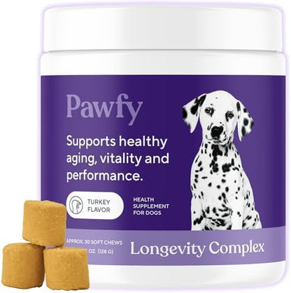 Pawfy NMN Longevity Chews for Dogs with Fucoidan & CoQ10-30 Chews