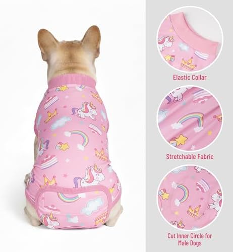 cyeollo Recovery Suit for Dogs Surgery Surgical Dog Onesie, Unicorn, M