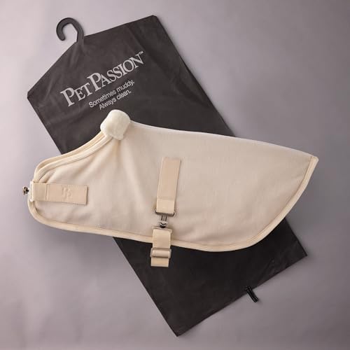 Pet Passion Preston II - The Polar Fleece Coat, Recycled Polar Fleece Warm Dog Jacket for Cold Weather for Small, Medium, Large Dogs, Almond Milk, Small (10-25 lbs)