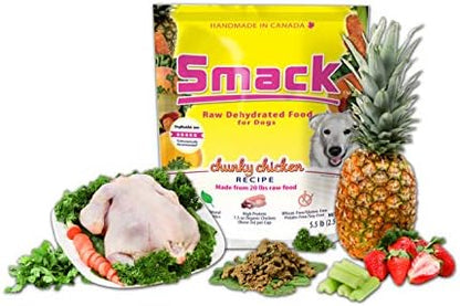 Smack Pet Food Organic Raw Dehydrated Dog Food Grain-Free, Gluten-Free, Raw Food for Dogs (Chunky Chicken, 8.8 Ounce)