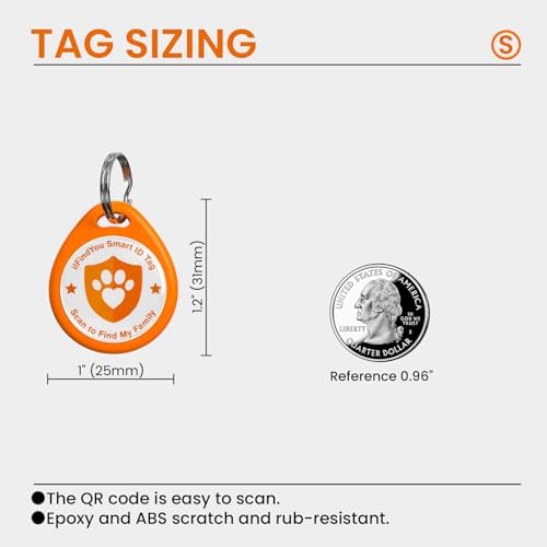 QR Code Cat Tags Personalized Small, Real-time Alerts, Orange