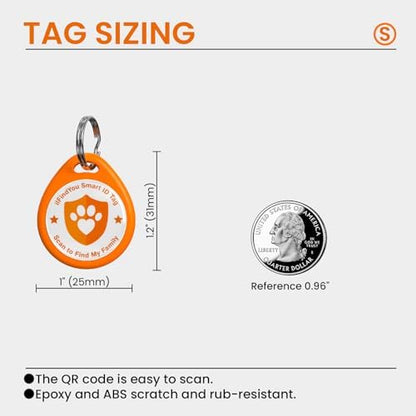 QR Code Cat Tags Personalized Small, Real-time Alerts, Orange