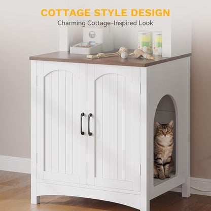 DWVO 70.8in Large Hidden Cat Litter Box Furniture with Shelves