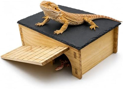 Bearded Dragon Basking Platform & Hideout, Natural Slate Rock Reptile Hide