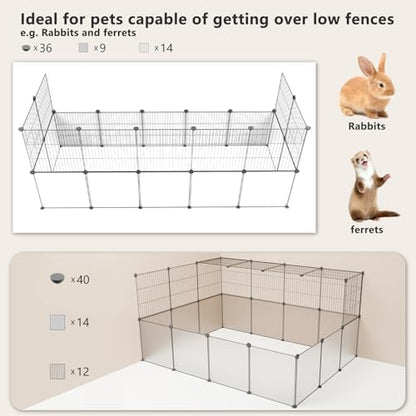 Indoor DIY Rabbit Playpen, 28-Panel Expandable Small Animal Fence