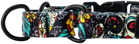 Wolfgang Heavy Duty Martingale Dog Collar with Quick Release Nylon Buckle for Walking & Training, LosMuertos Print, Large