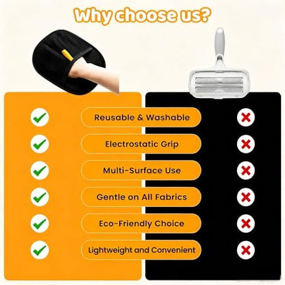 Electrostatic Pet Hair Removal Glove, Quick Wiping&Reusable