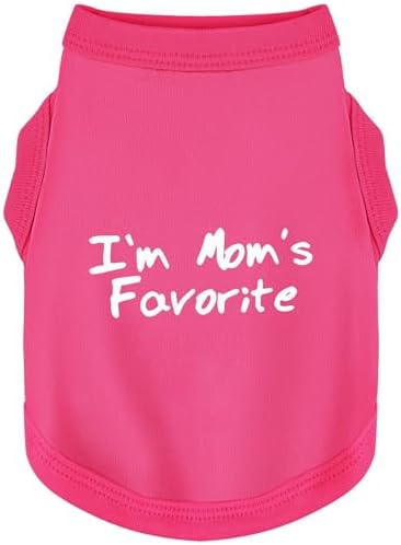 Cozy Sleeveless Canine Wear Dog Clothes, Soft, Lightweight, and Breathable Cotton Dog Shirt with I'm Mom's Favorite Print.Vest Tank Top Ideal for Small, Medium, and Large Breeds Rose Red XS