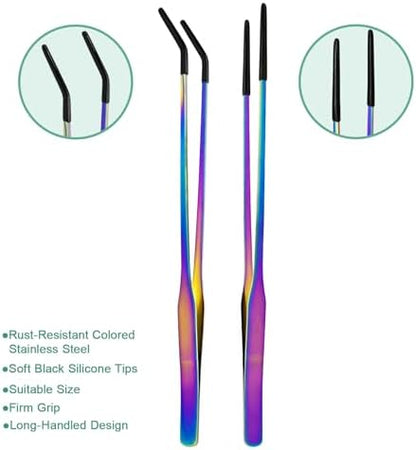 Syn-zer Reptile Feeding Tongs, 10.6" Straight & Curved (Multicolor)