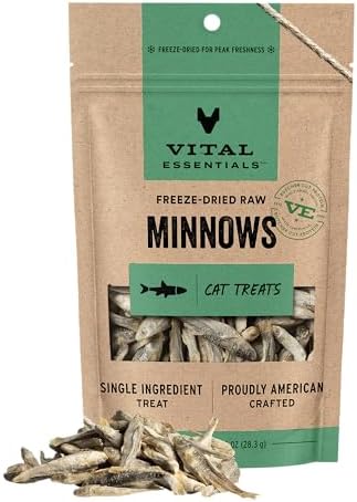 Vital Essentials Freeze Dried Minnows Cat Treats, 1.0 oz Bag