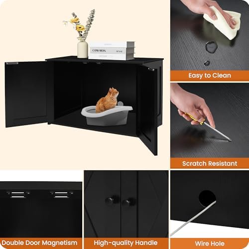 Dwanton Cat Litter Box Enclosure, Hidden Litter Box Furniture, 27.6 Inches