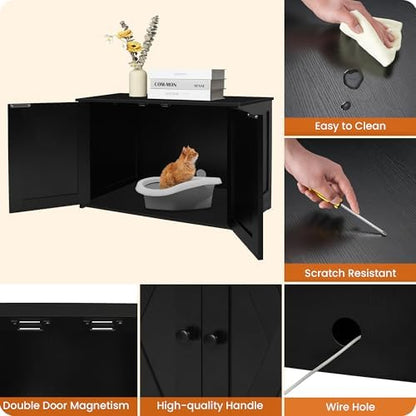 Dwanton Cat Litter Box Enclosure, Hidden Litter Box Furniture, 27.6 Inches