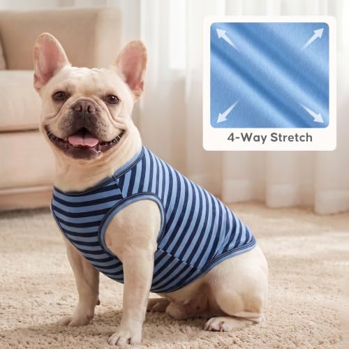 KYEESE 2Pack Cotton Dog Shirt for Small Medium Dogs Soft Striped Tank Top