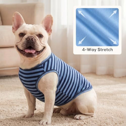 KYEESE 2Pack Cotton Dog Shirt for Small Medium Dogs Soft Striped Tank Top