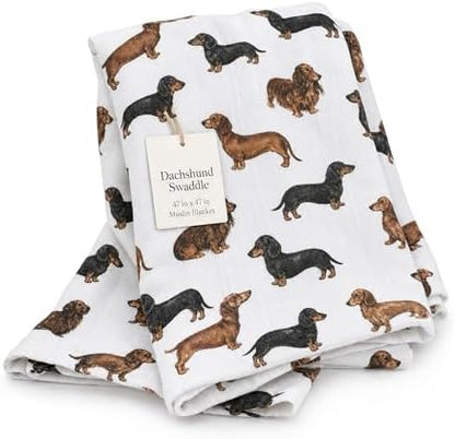 Mud Pie Dachshund Muslin Swaddle Blanket, Baby Blanket