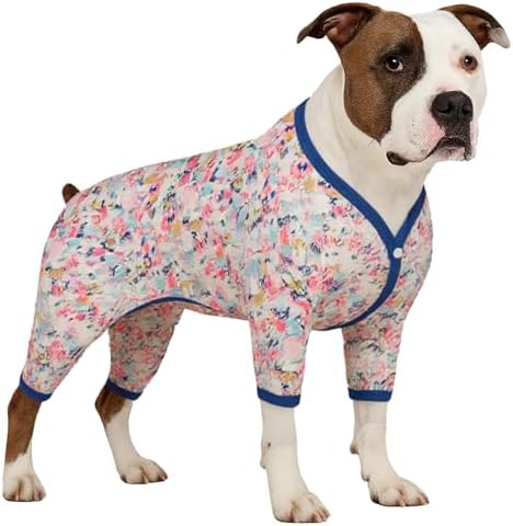 LovinPet Large Dog Pajamas, Adorable Spring Flowers Print, Pink, M