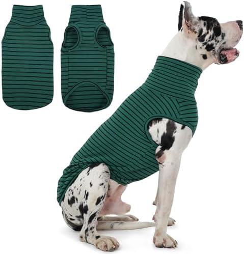 IECOii 4XL Dog Sweater - Stretch Fleece Sweater with Turtleneck,Stripes