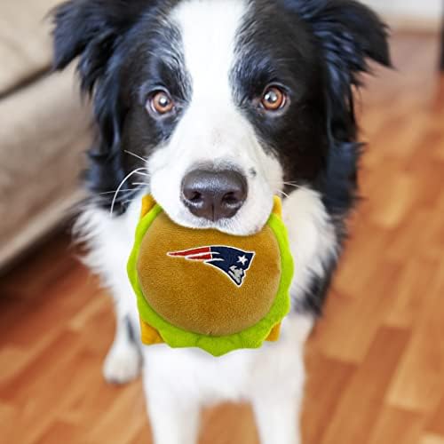 NFL New England Patriots Cheese Burger Plush Dog & CAT Squeak Toy - Cutest Stadium HAMBERGER Snack Plush Toy for Dogs & Cats with Inner Squeaker & Beautiful Football Team Name/Logo