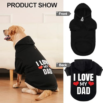 EXPAWLORER Dog Hoodies for Small Medium Large Dogs,Love DAD Black L