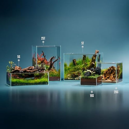 UNS Ultra Clear Rimless Tank - 0.5GAL | 2L - 6.29x6.29x3.14 | 16x16x8 CM, 5mm Glass Thickness, Leveling Mat Included - Low Iron, High Clarity Fish Tank w/ 45° Mitered Edge - [16S]