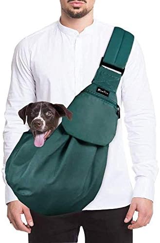 SlowTon Dog Carrier Sling - Thick Padded Shoulder Strap Adjustable, Green M